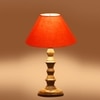 Devansh Orange Cotton Table Lamp With  Wood Natural Base -(10X10X16) Inches)-30