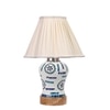 Devansh Off-White Vintage  Cotton Pleated Shade Lamp With Wood & Mosaic Glass Base For Decoration/Office/Home/Gifting/Study For Decoration/Office/Home/Gifting/Study