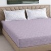 Lavender And White  Floral Cotton 400 Tc fitted  Super King Size Bedsheet With 2 Pillow Covers