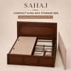 Sahaj Solid Wood Compact King Bed Box Storage Provincial Teak Finish Mattress 72 x 72 Inches