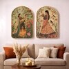 Mughal Royal Lady Garden Wall Art Painting Set of 2 with Gold Frame 16 x 24 Inch