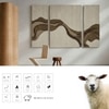 Abstract Handmade Natural Wool Wall Art Brown Beige 3 Panel Set 4 x 6 Feet