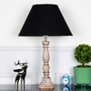 Hatton hand crafted Solid wood distress white finish table lamp With Black Cotton Shade