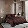 Stoa Paris Satin Comforter King Size with 2 Pillow Covers, 300TC Comforter Set Noir Chocolat