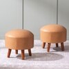 Brick Brown Faux Leather Ottoman Set Of 2