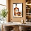 The Castle Decor Whiskey Bottle Glass Wall Art Framed Painting 12x18 Inch