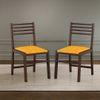 Caprica Solid Wood Dining Chair Set Of 2 In Mango Walnut Finish With Yellow Fabric Colour