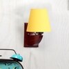 Devansh Solid Wood Electric Wall Light in Yellow Colour with Yellow Shade Count of 1 Light
