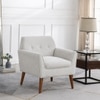 Thomas Boucle Fabric Arm Chair in White Colour