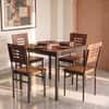 Holven 4 Seater Sqaure Dining Table Set with Chair Brown Maple & Black