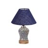 Devansh Conical Blue Jute Shade Lamp With Wood & Mosaic Glass Base For Decoration/Office/Home/Gifting/Study For Decoration/Office/Home/Gifting/Study -(10X10X14.5) Inches -A