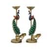 Desert Art Metal Handpainted Peacock Tealight Showpiece Set of 2