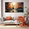 The Castle Decor Beautiful Deer Wall Painting Wooden Framed Digital Painting 27x48 Inch (Style 1)
