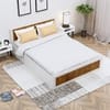 Hexa Engineered Wood Modern King Bed With Headboard With Storage In Frosty White And Giant Wood