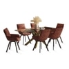 Zaida 6 Seater Dining Table With Set Of 6 Bren Swivel Dining Chairs (Colour- Auburn, Finish- Glass)
