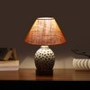 Devansh Conical Beige Jute Shade Lamp With Wood & Mosaic Glass Base For Decoration/Office/Home/Gifting/Study For Decoration/Office/Home/Gifting/Study -(10X10X14.5) Inches -A