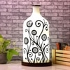 Contemporary Art Hand Painted Glass Shade Table Lamp with Wooden Base
