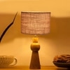 Devansh Beige Jute Table Lamp With  Wood Natural Base (7X18.25 Inches)-9