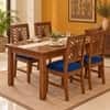 Globally Indian Mayura Solid Sheesham Wood 4 Seater Dining Table Set 4 Chairs Navy Blue