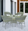 Geelong Wicker Table And Chair Set  White And Black Finish