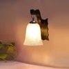 Devansh Solid Wood Electric Wall Light in Brown Colour with White Shade Count of 1 Light