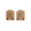 Light Orange Hand painted Wall Hooks with Brass Heart Accent-2 Hooks