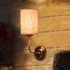 Devansh Metal Electric Wall Light in Gold Colour with Beige Shade Count of 1 Light