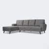 Riga 5 Seater Velvet Fabric Right Hand Side Lounger in Dark Grey