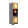 Hexa Red Crockery Unit Multipurpose Wooden Cabinet in Slate Grey And Giant Wood Colour