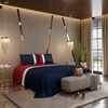 Stoa Paris 300TC UltrSatin Super King Bedsheet with 2 Pillow Covers Satin Super Navy, Red White