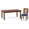 Globally Indian Bastien Solid Sheesham Wood 6 Seater Dining Table Set 6 Chairs Navy Blue