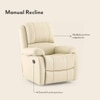 Lebowski Leatherette One Seater Manual Recliner in Ancient Ivory Cream Colour