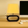 Devansh Yellow Cotton Table Lamp With  Wood Black Base -6