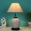 Jordan off-white cotton Glass Table lamp with Iron Base
