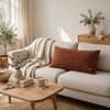 Square Check Cashew Rust Decorative Cushion Cover 12 x 20 Inches