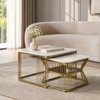 Metalhome Square Metal Nesting Coffee Table Set Gold Finish White Porcelain Top Set Of 2