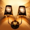 Devansh Metal Electric Wall Light in Gold Colour with Black Shade Count of 2 Lights