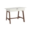 Riga Teak Wood Study Desk with Drawer and Tapered Frame in Ivory Coffee Walnut Colour