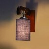 Devansh Solid Wood Electric Wall Light in Brown Colour with Blue Shade Count of 1 Light