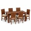 Globally Indian Aarya Solid Sheesham Wood 6 Seater Dining Table Set 6 Chairs Beige