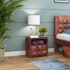 DiamondSolid Wood Bedside Table in Teak Finish