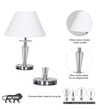 Viso Chrome Finish Metal And Clear Crystal Glass Table Lamp With White Cotton Shade