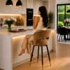Doe Buck Mixoy Velvet Bar Stool in Emerald Brown Colour with Gold Accents