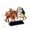 Desert Art Handmade Metal Bullock Cart Clock Decorative Showpiece