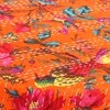 Collio Solid Wood Ottoman Pouffee in Bird Print Orange Ethnic Kantha fabric