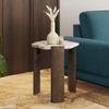 Kanso Hexagon Toronto Marble and Solid Wood Side Table in Danish Walnut Finish