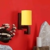 Devansh Solid Wood Electric Wall Light in Yellow Colour with Yellow Shade Count of 1 Light