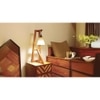 Achille Brown Wooden Table Lamp with White Jute Lampshade