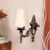 Devansh Gold Antique Wall Mounted Lamp With Off-White Cotton Shade