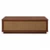 Liora Sheesham Wood and Cane Rectangular Coffee Table in Walnut Finish